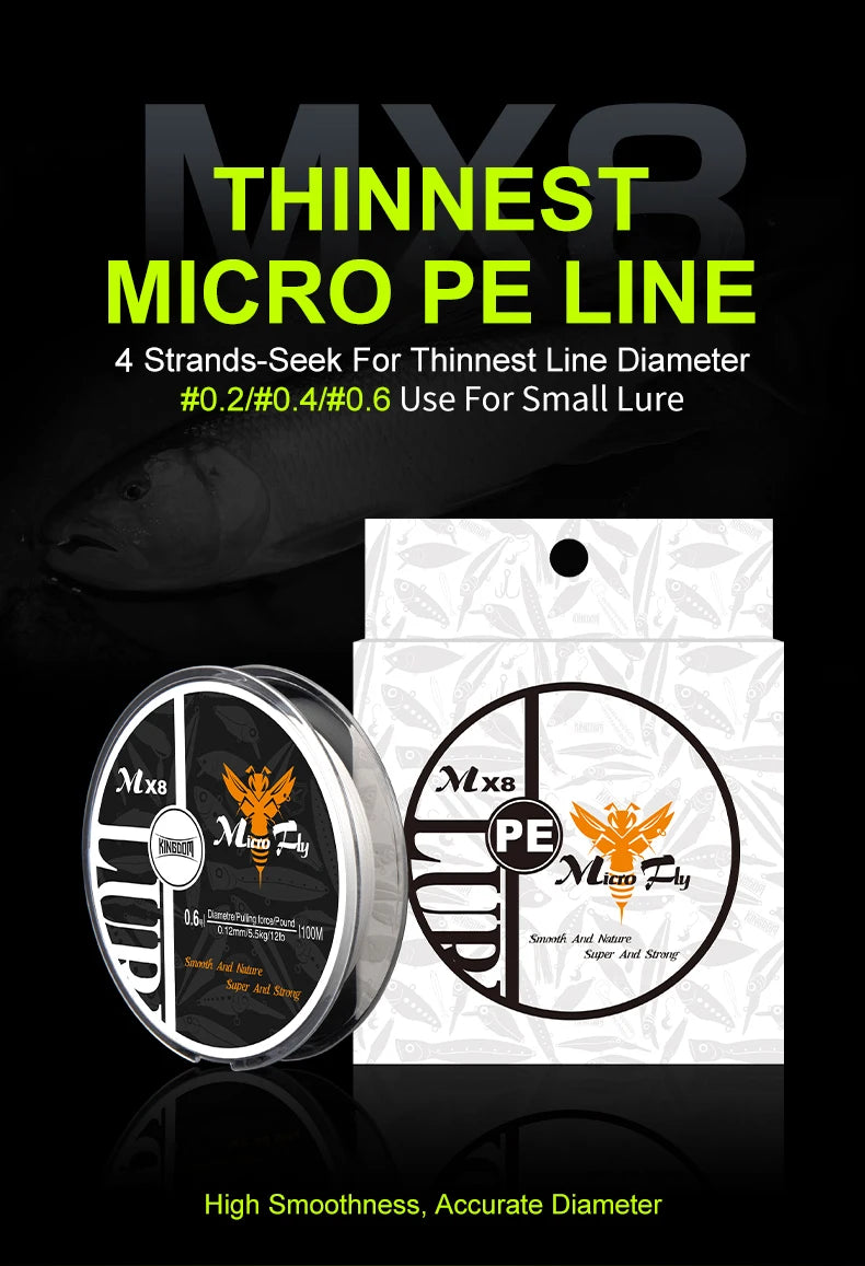 Kingdom Micro Fly 100m 4 Strands Braided Monofilament
