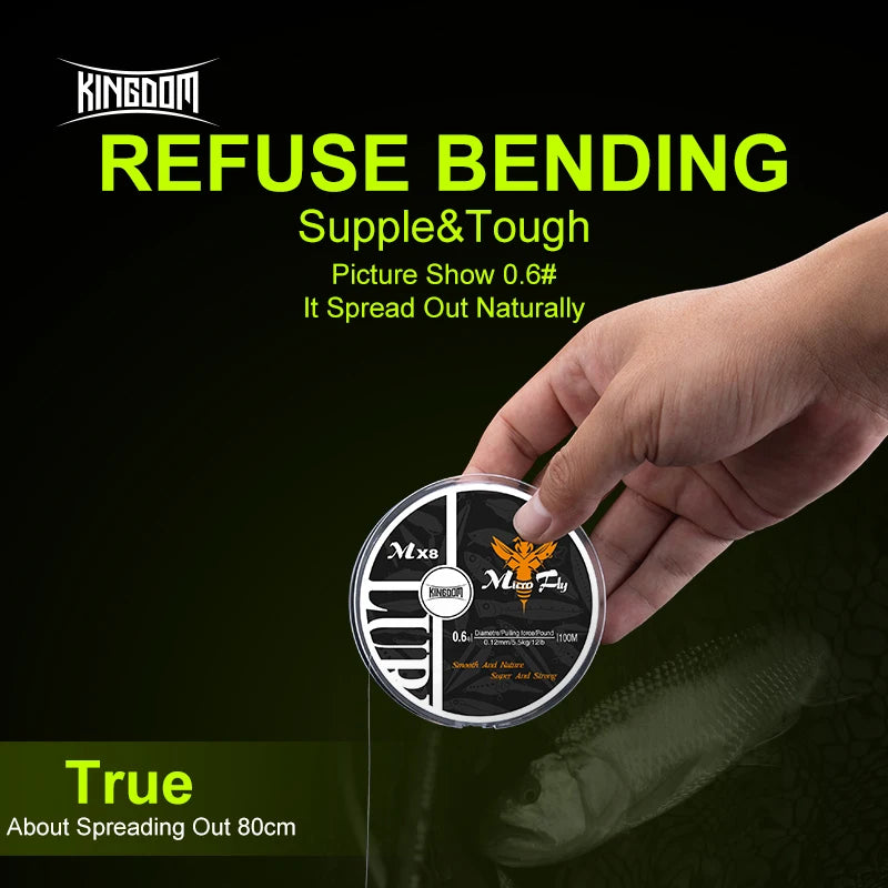 Kingdom Micro Fly 100m 4 Strands Braided Monofilament