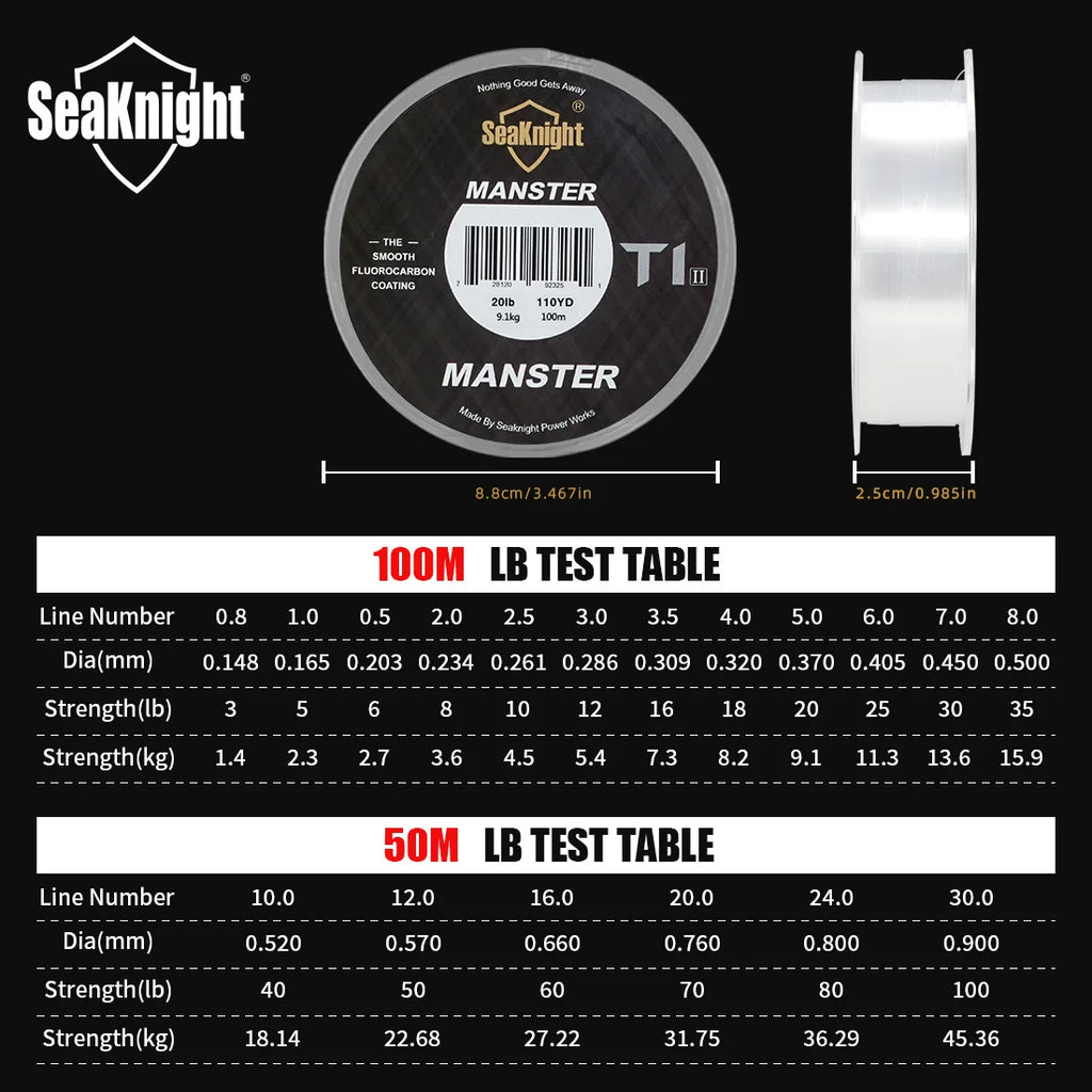 SeaKnight Brand MANSTER T1 Fluorocarbon 100M / 50M