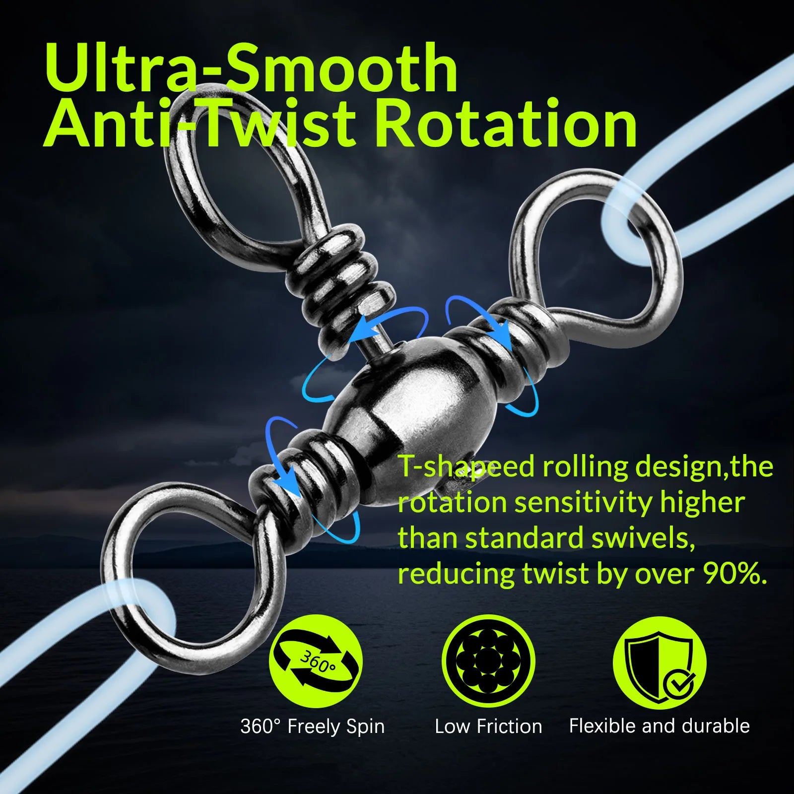 9KM 3 Way Swivels 25~100Pcs F