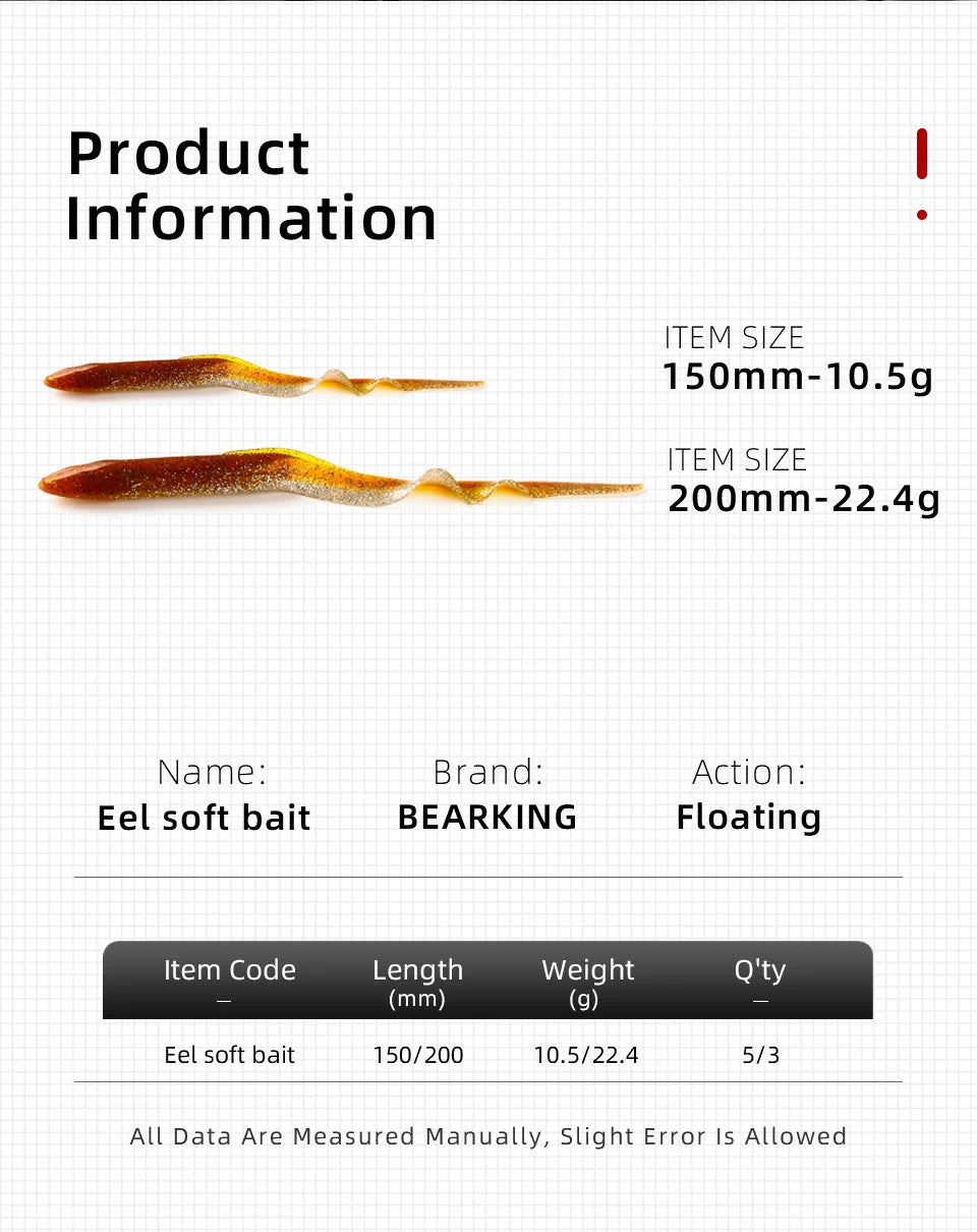 BEARKING EEL Soft Baits 20cm / 15cm