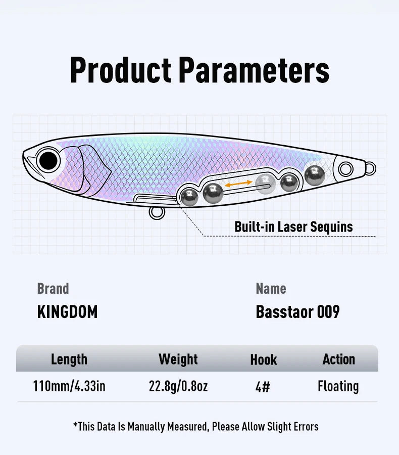 KINGDOM Basstaor 009 Floating Minnow 110mm 22.8g