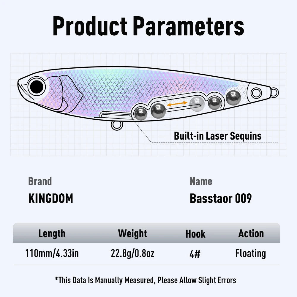 KINGDOM Basstaor 009 Floating Minnow 110mm 22.8g