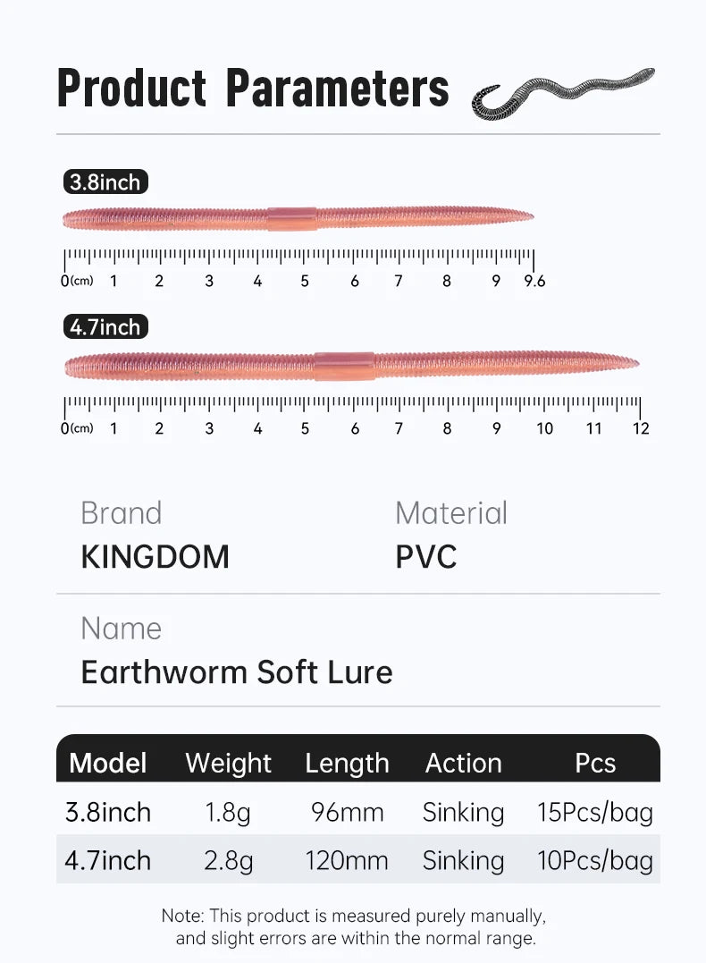 Kingdom 15pcs Earthworm Soft Bait