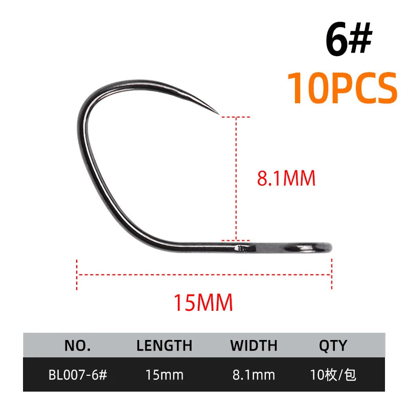 BLUX 10pcs Barbless Trout Hook 10# / 8#