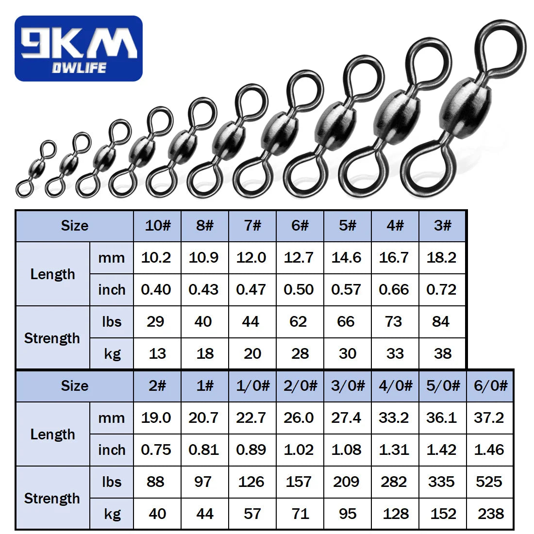 9KM Crane Swivels 50~200Pcs