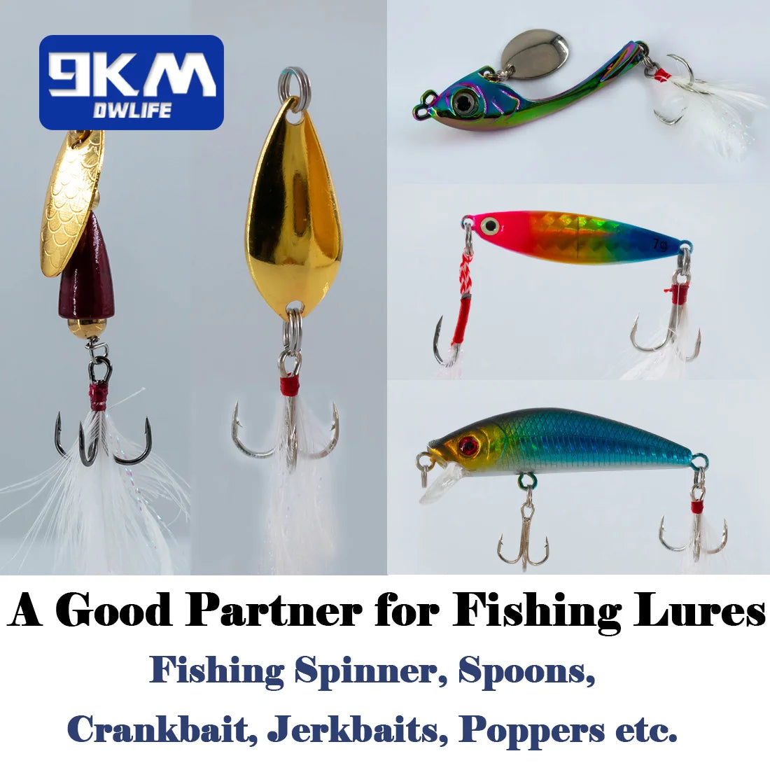 9KM Feathered Treble Hooks Fishing 15-60pcs