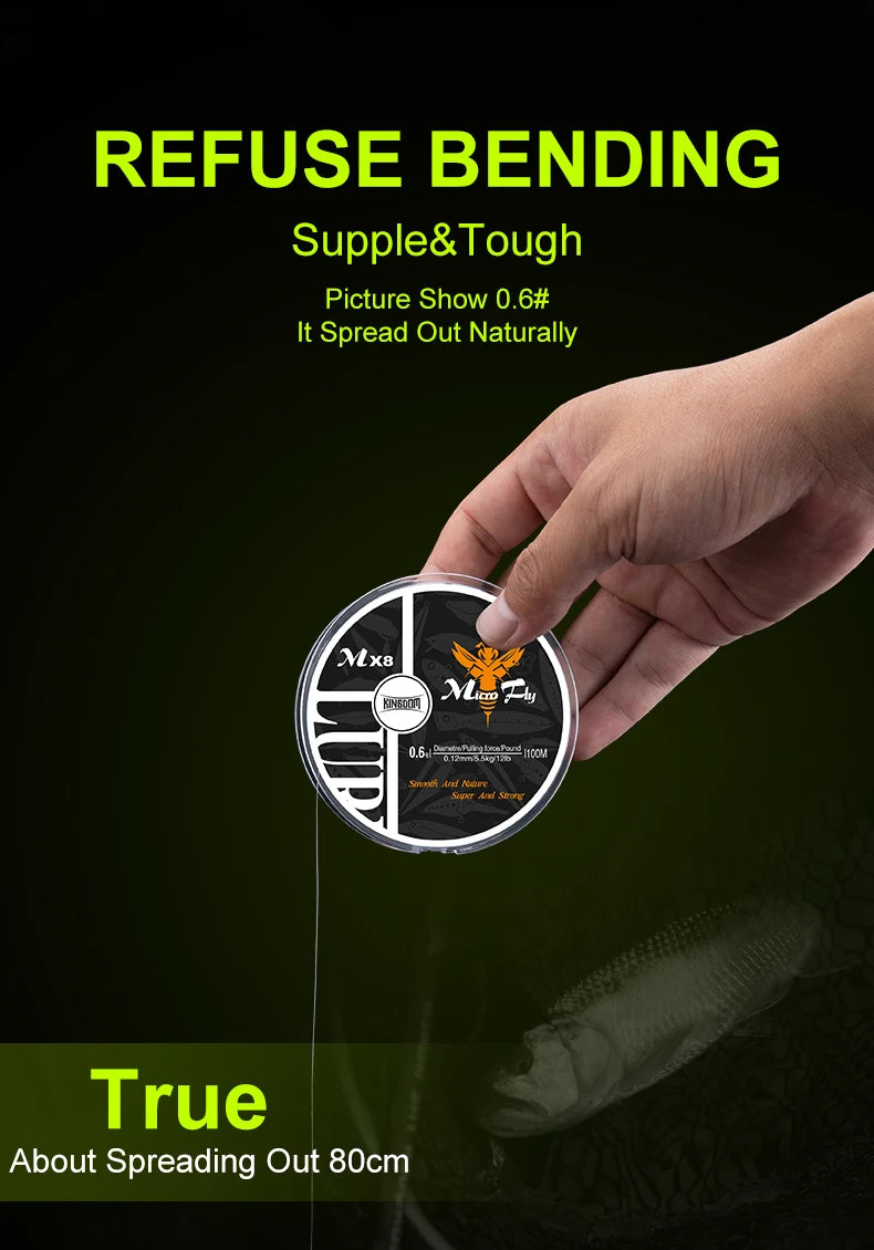 Kingdom Micro Fly 100m 4 Strands Braided Monofilament