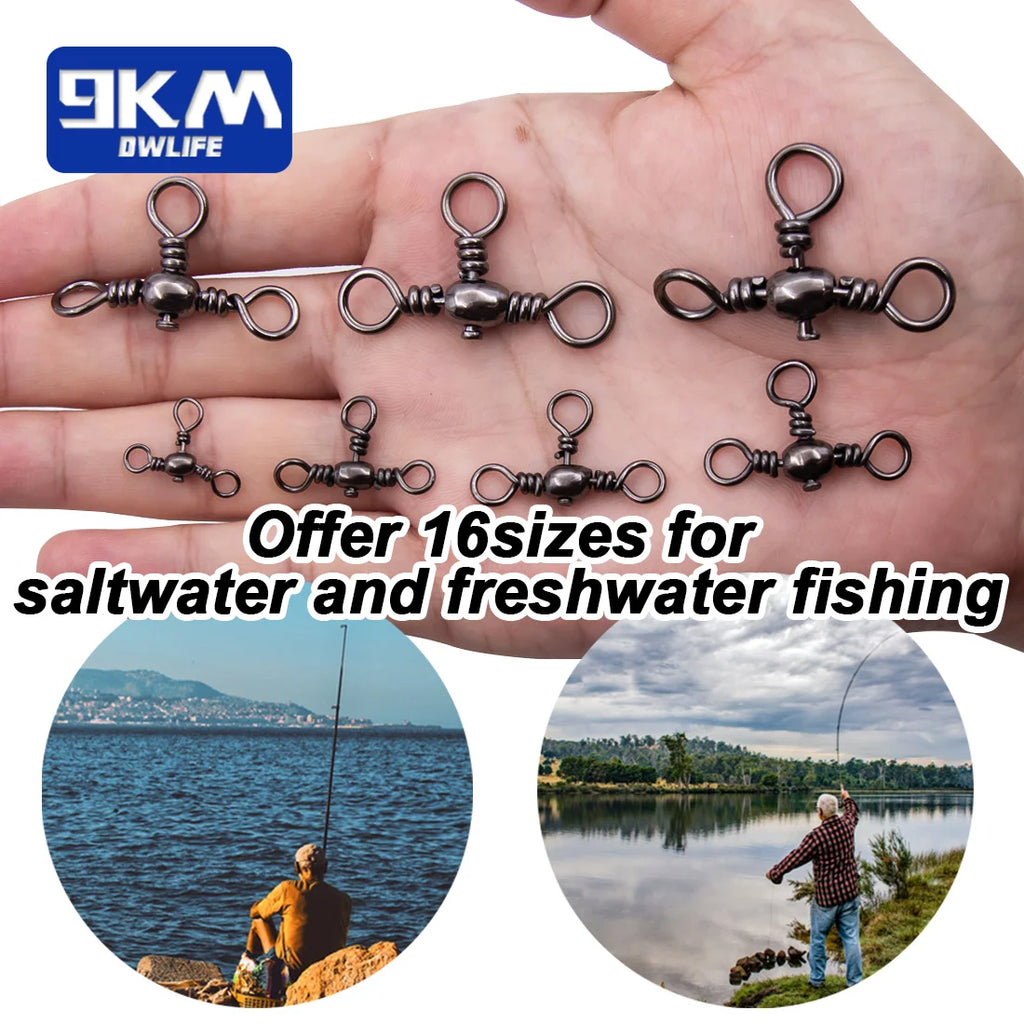 9KM 3 Way Swivels 25~100Pcs F