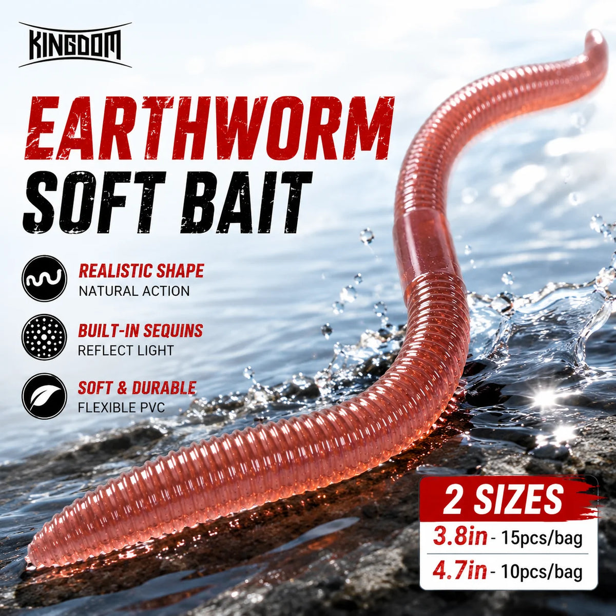 Kingdom 15pcs Earthworm Soft Bait