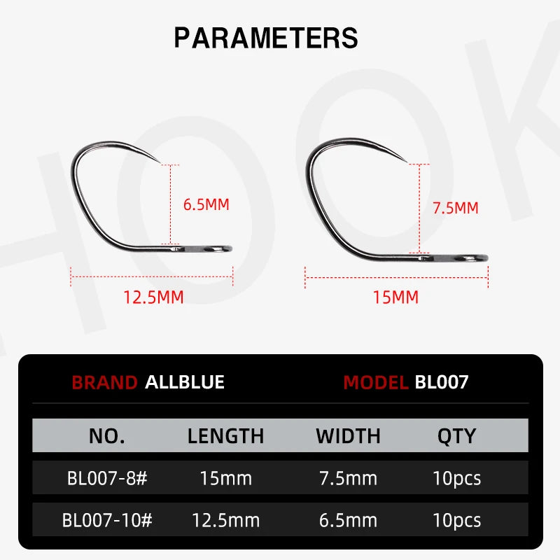 BLUX 10pcs Barbless Trout Hook 10# / 8#
