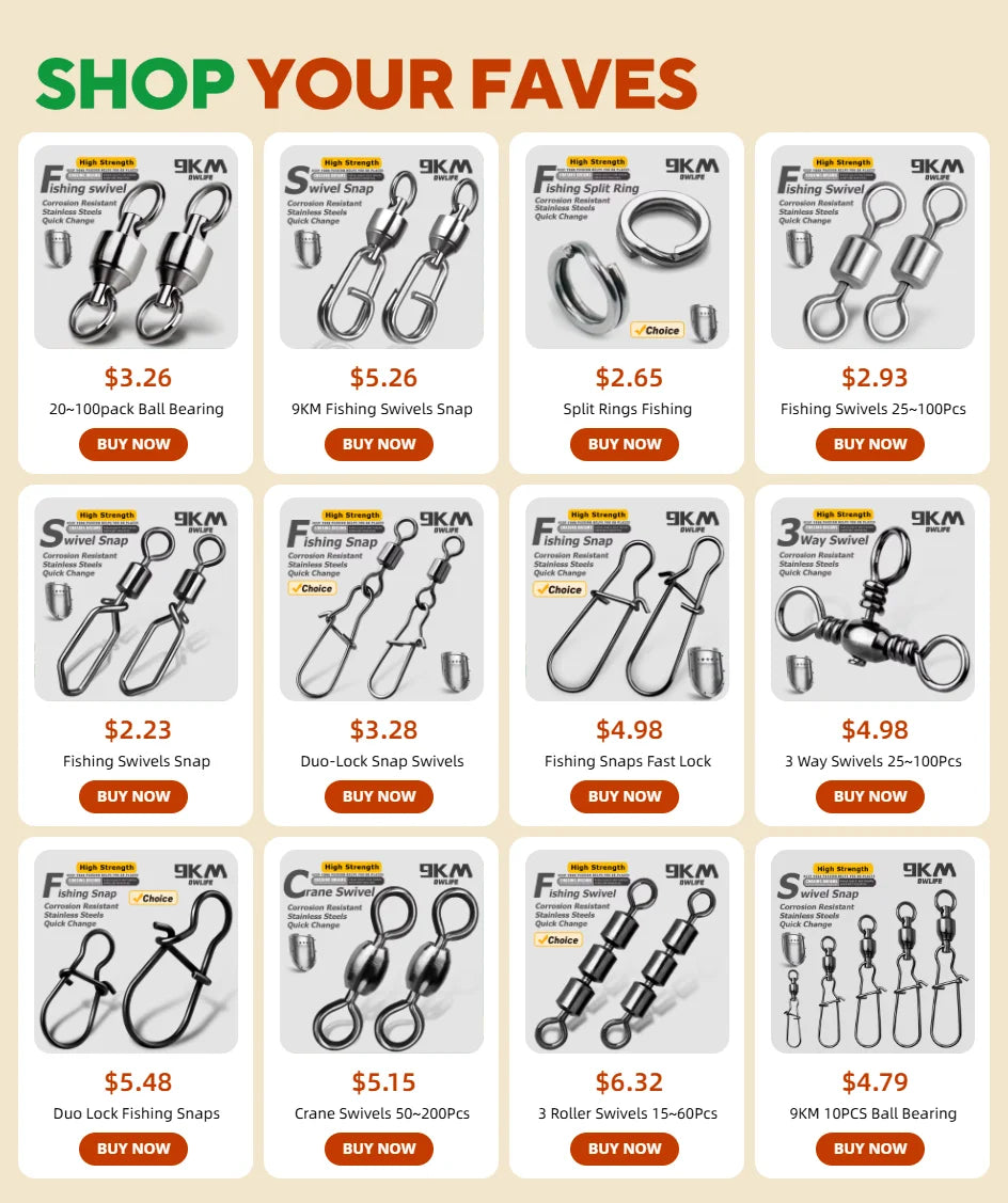 9KM 3 Way Swivels 25~100Pcs F